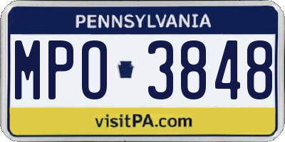 PA license plate MPO3848