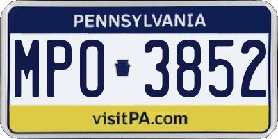 PA license plate MPO3852