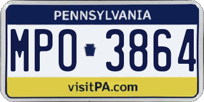 PA license plate MPO3864