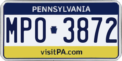 PA license plate MPO3872