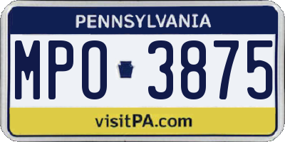 PA license plate MPO3875