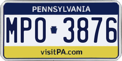 PA license plate MPO3876