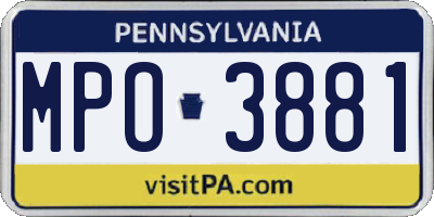 PA license plate MPO3881