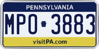 PA license plate MPO3883