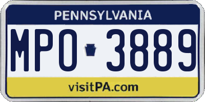 PA license plate MPO3889