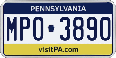 PA license plate MPO3890