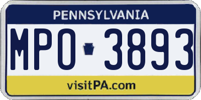 PA license plate MPO3893