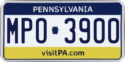PA license plate MPO3900