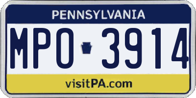 PA license plate MPO3914