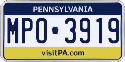 PA license plate MPO3919