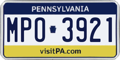 PA license plate MPO3921