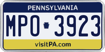 PA license plate MPO3923