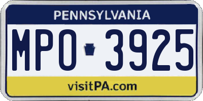 PA license plate MPO3925