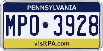 PA license plate MPO3928