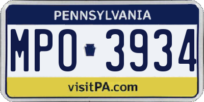 PA license plate MPO3934