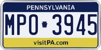 PA license plate MPO3945