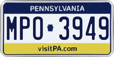 PA license plate MPO3949