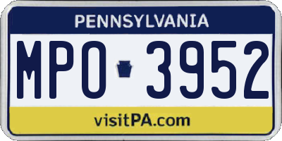 PA license plate MPO3952