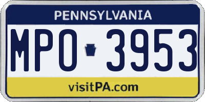 PA license plate MPO3953