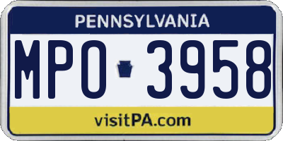 PA license plate MPO3958