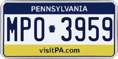 PA license plate MPO3959