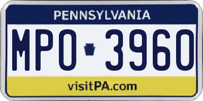 PA license plate MPO3960