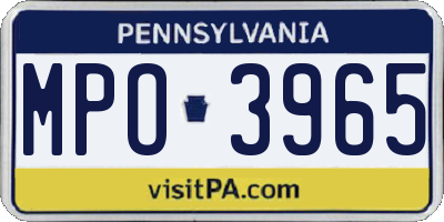 PA license plate MPO3965