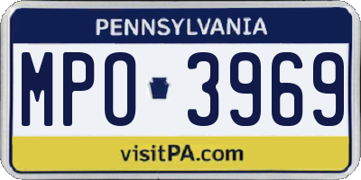 PA license plate MPO3969