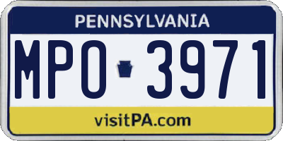 PA license plate MPO3971
