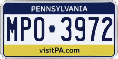 PA license plate MPO3972