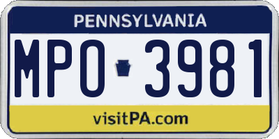 PA license plate MPO3981