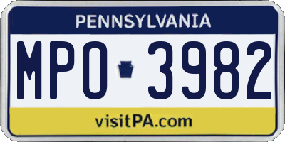 PA license plate MPO3982