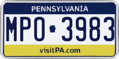 PA license plate MPO3983