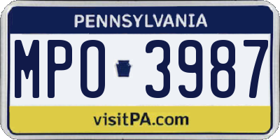 PA license plate MPO3987