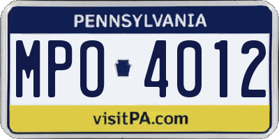 PA license plate MPO4012