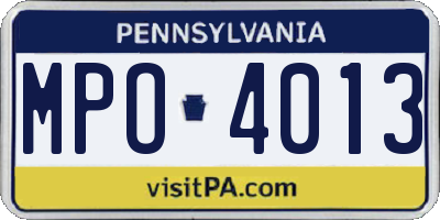PA license plate MPO4013