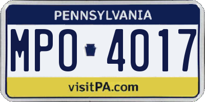 PA license plate MPO4017