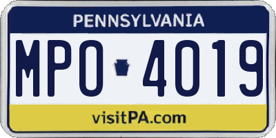 PA license plate MPO4019