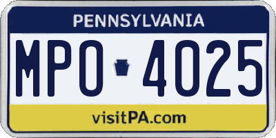 PA license plate MPO4025