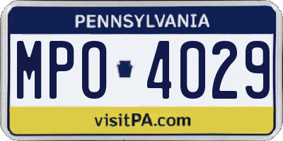 PA license plate MPO4029