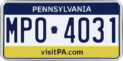 PA license plate MPO4031