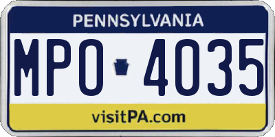 PA license plate MPO4035