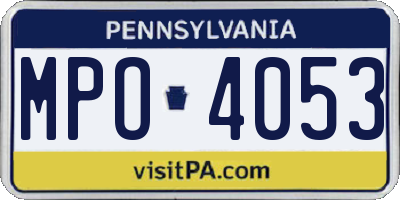 PA license plate MPO4053