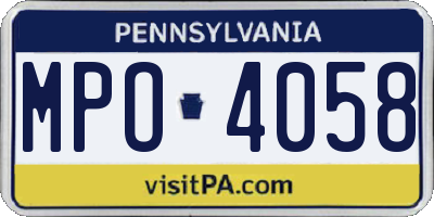PA license plate MPO4058