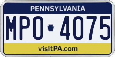 PA license plate MPO4075