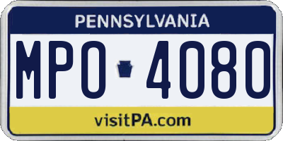 PA license plate MPO4080