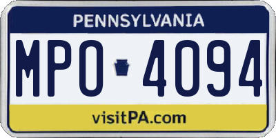 PA license plate MPO4094
