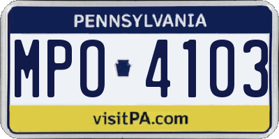 PA license plate MPO4103