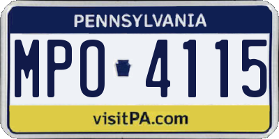 PA license plate MPO4115