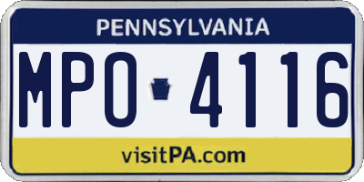 PA license plate MPO4116